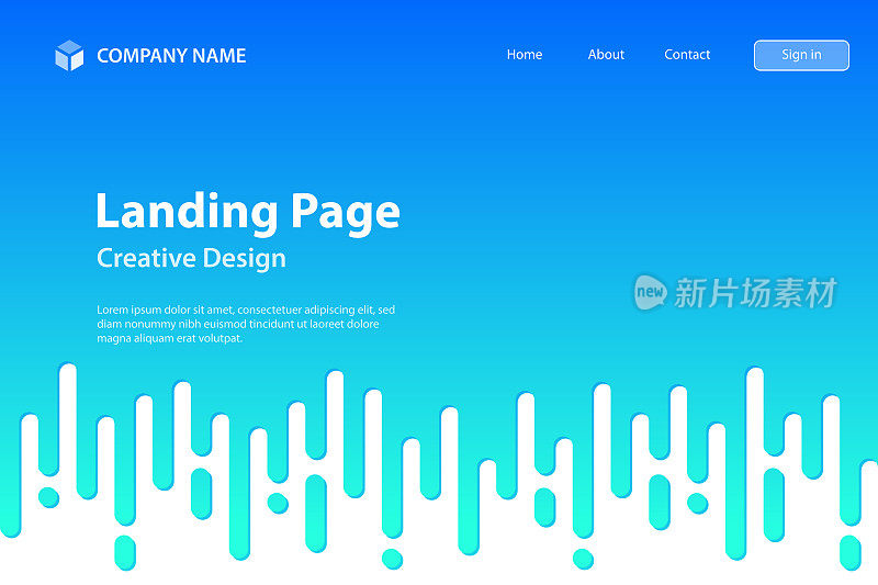 Landing page Template - Abstract Rounded Lines - Halftone Transition - Blue Seamless Background
